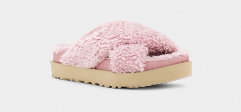 Ugg Fuzz Sugar Cross Women's Slides Pink | HEFXBGK-76