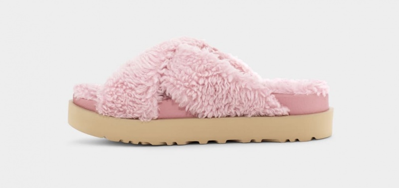 Ugg Fuzz Sugar Cross Women's Slides Pink | HEFXBGK-76