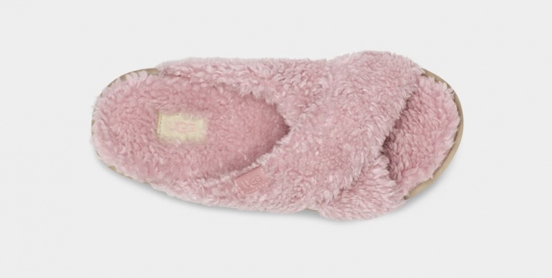 Ugg Fuzz Sugar Cross Women's Slides Pink | HEFXBGK-76