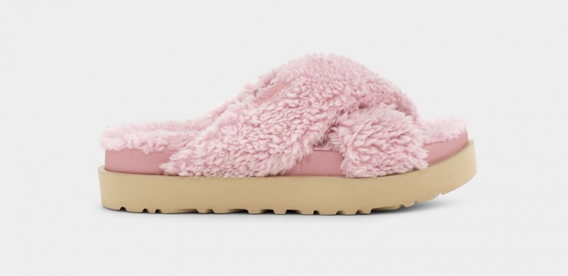 Ugg Fuzz Sugar Cross Women\'s Slides Pink | HEFXBGK-76