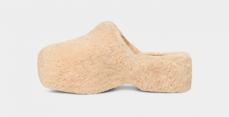 Ugg Fuzz Sugar Women's Clogs Beige | DVJTYPR-78