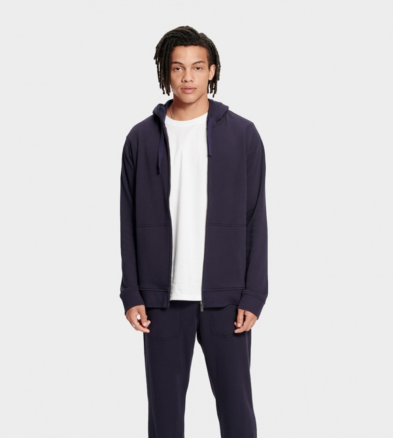 Ugg Gordon Zipped Men\'s Hoodie Navy | FTZDLBC-85