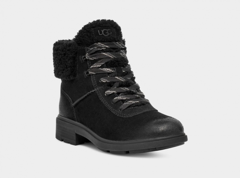 Ugg Harrison Cozy Lace Women's Boots Black | CKEOWAL-24