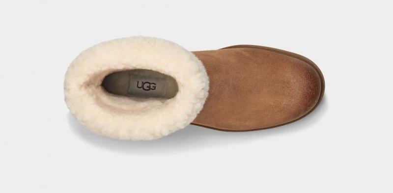 Ugg Harrison Cuff Women's Boots Brown | QBURKIG-64