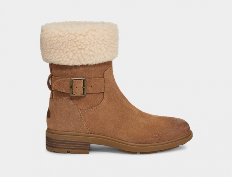 Ugg Harrison Cuff Women\'s Boots Brown | QBURKIG-64