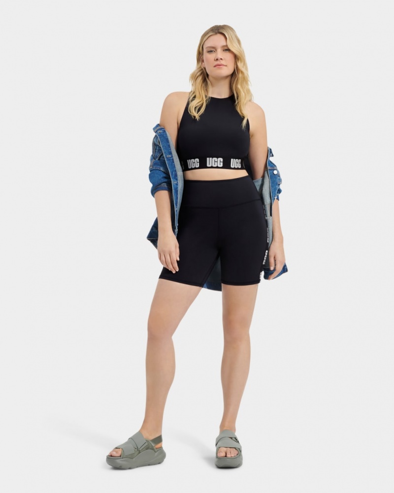Ugg Hayleigh Logo Biker Women\'s Shorts Black | VCPTUME-65