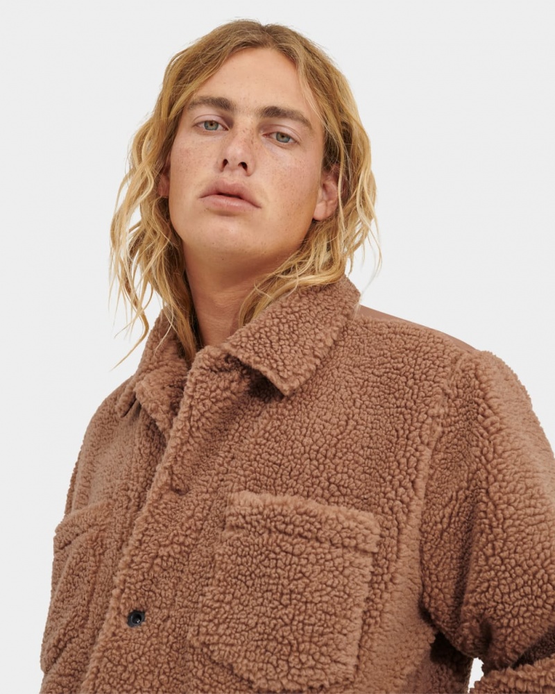 Ugg Janson Sherpa Trucker Men's Jackets Brown | OUBVAPK-47