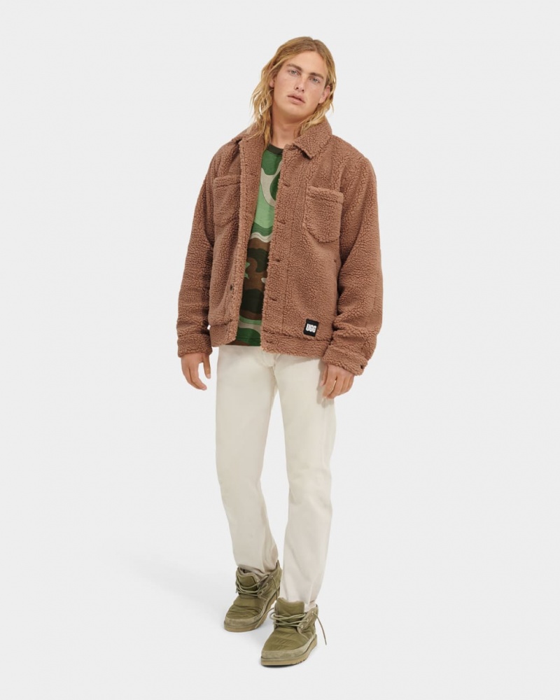 Ugg Janson Sherpa Trucker Men's Jackets Brown | OUBVAPK-47