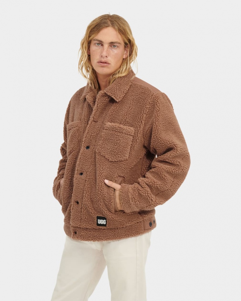 Ugg Janson Sherpa Trucker Men\'s Jackets Brown | OUBVAPK-47