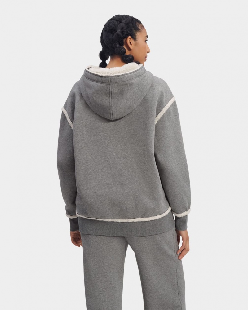 Ugg Joanne B Fleece Logo Women's Hoodie Grey | AYSXFWN-57
