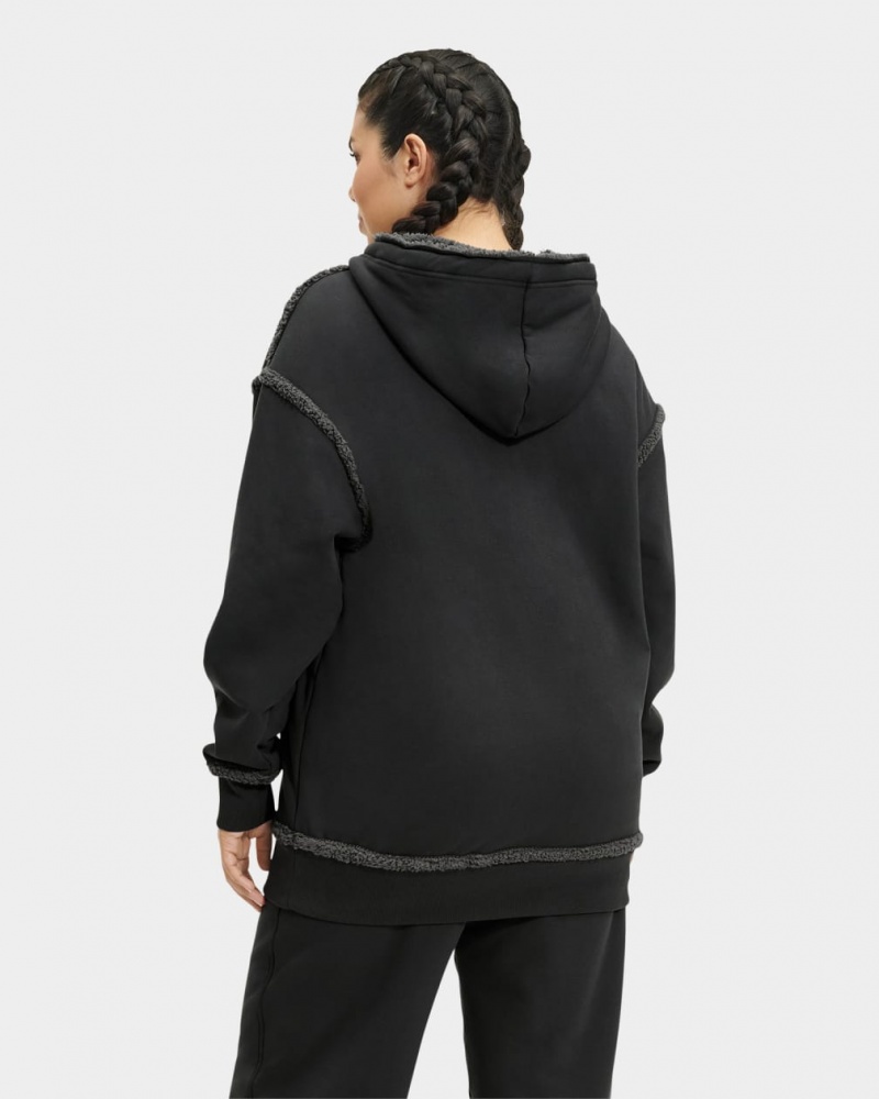 Ugg Joanne Bonded Fleece Women's Hoodie Black | IORWQZA-79