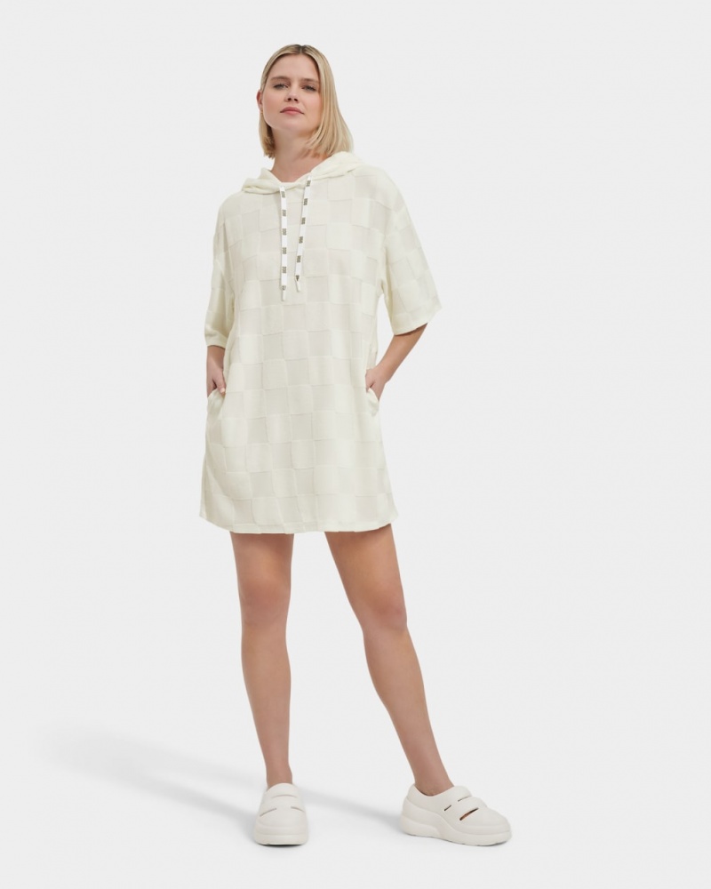 Ugg Kassey Hooded Check Women\'s Dress Beige | QWXYLET-24
