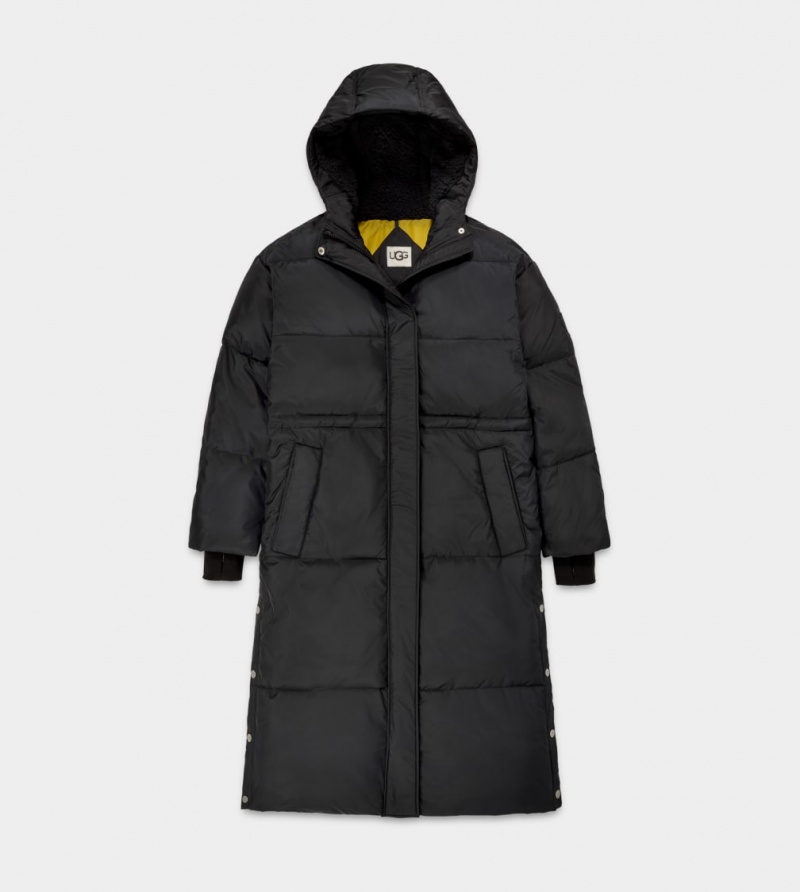 Ugg Keeley Long Puffer Women's Coats Black | BOEPRCA-61