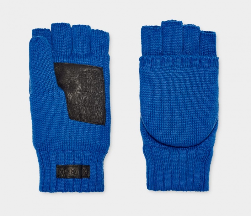 Ugg Knit Flip Mitten Men's Gloves Blue | GOKQLEU-48