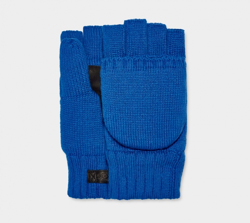 Ugg Knit Flip Mitten Men\'s Gloves Blue | GOKQLEU-48
