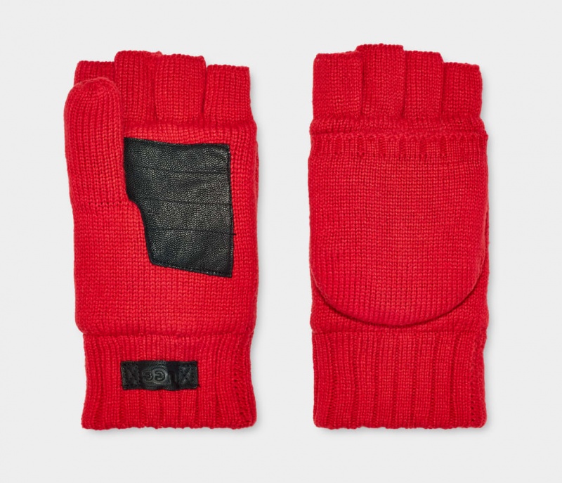 Ugg Knit Flip Mitten Men's Gloves Red | MVBRECP-93