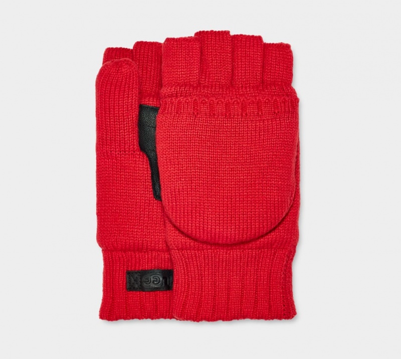 Ugg Knit Flip Mitten Men\'s Gloves Red | MVBRECP-93