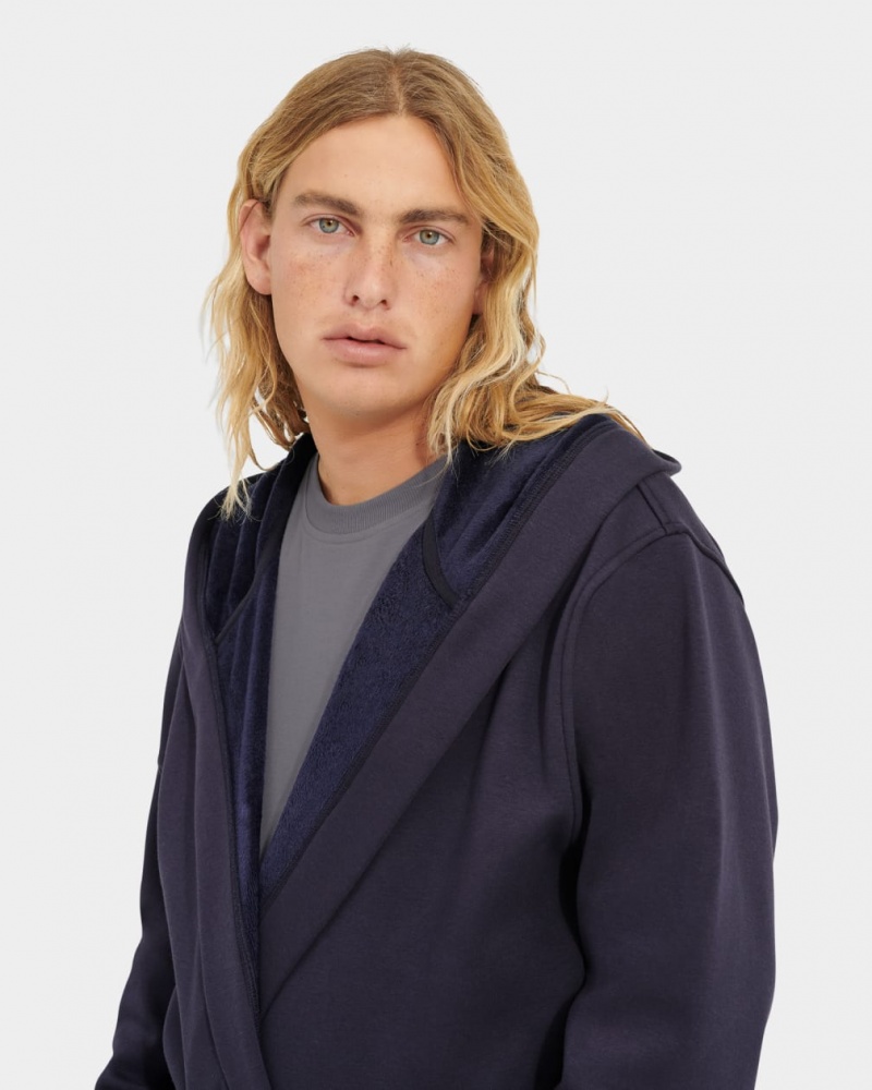 Ugg Leeland Robe Men's Sleepwear Navy | YDURNPL-81