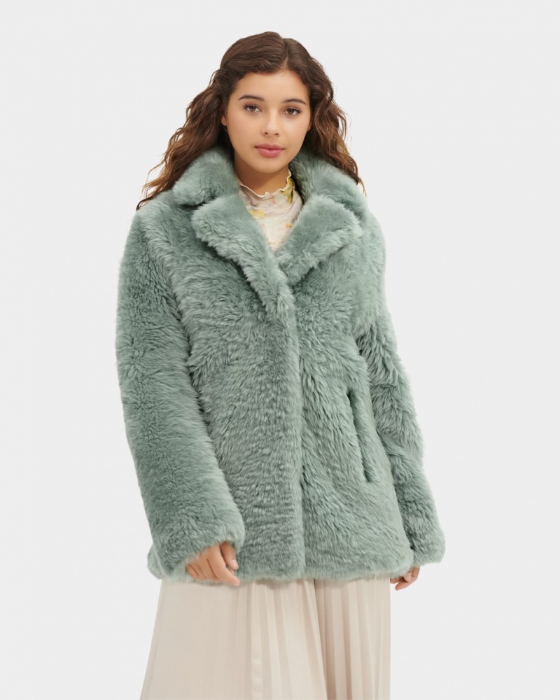 Ugg Lianna Shearling Women\'s Coats Green | NDHFCLY-30