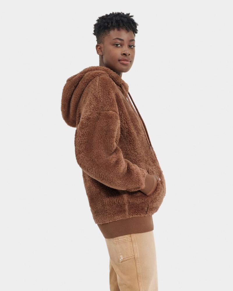 Ugg Loyra Sherpa Women's Hoodie Brown | NWVSCJY-32