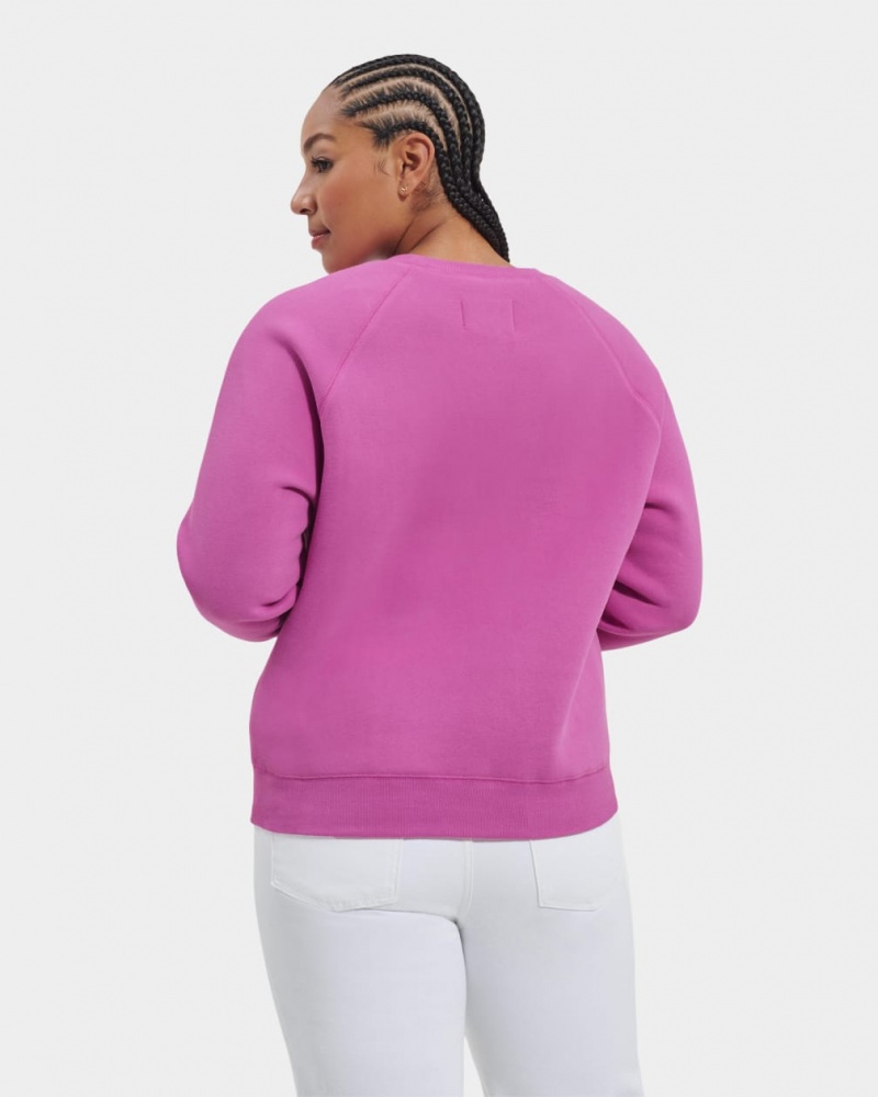 Ugg Madeline Fuzzy Logo Crewneck Women's Sweatshirt Pink | NYRDSJL-71
