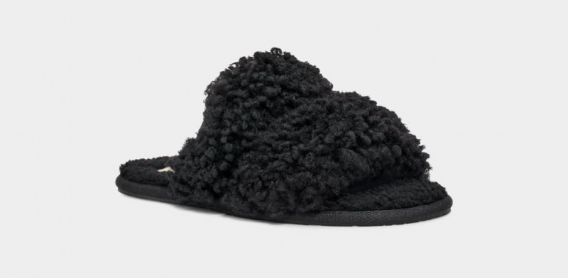 Ugg Maxi Curly Scuffetta Women's Slippers Black | AWCVIDN-72