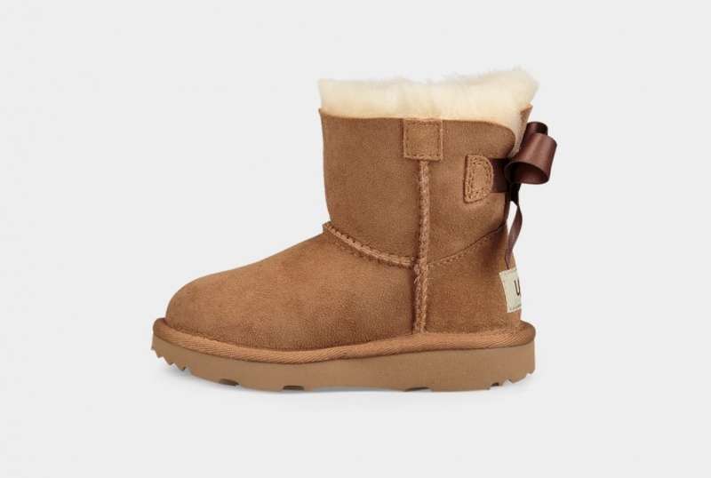 Ugg Mini Bailey Bow II Kids' Boots Brown | YJDQEXS-53
