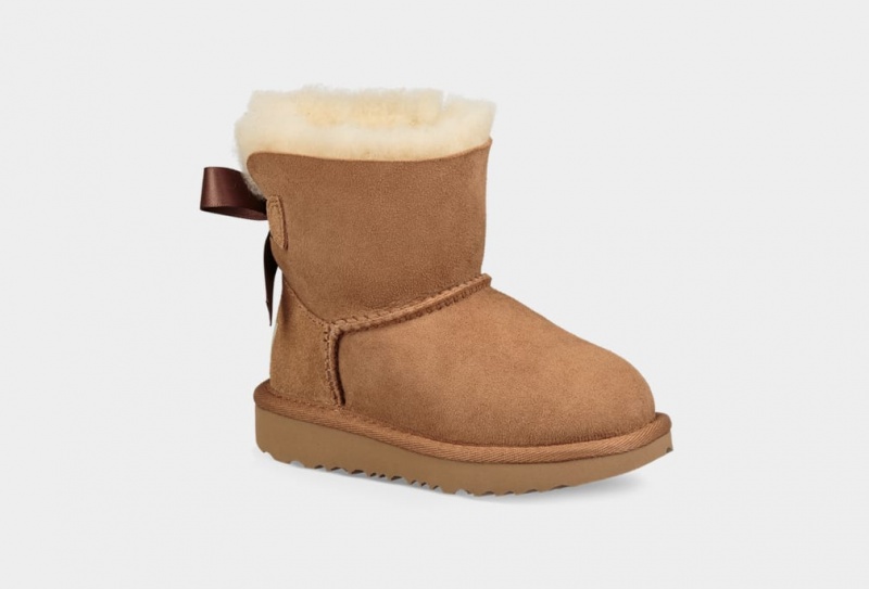 Ugg Mini Bailey Bow II Kids' Boots Brown | YJDQEXS-53