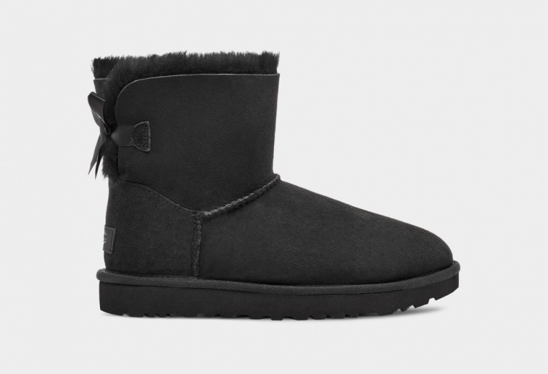 Ugg Mini Bailey Bow II Women\'s Boots Black | AXREOLJ-71