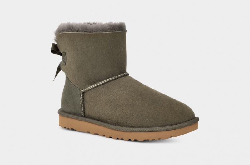 Ugg Mini Bailey Bow II Women's Boots Grey | ZTEGXPD-68