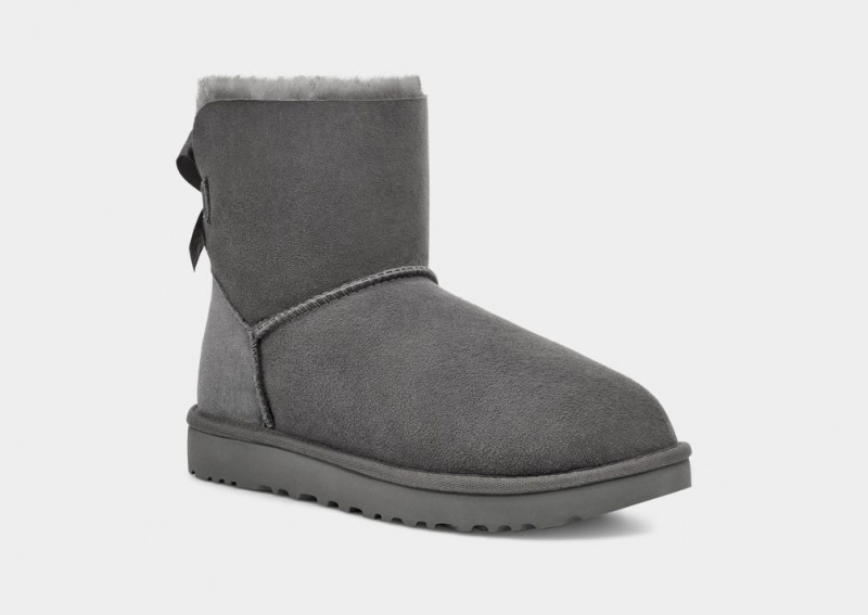 Ugg Mini Bailey Bow II Women's Boots Grey | WPEHRGB-14