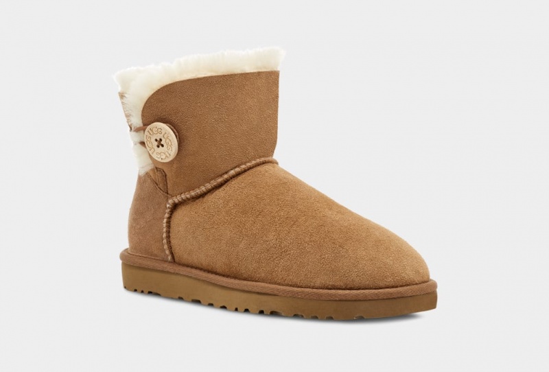 Ugg Mini Bailey Button II Women's Boots Brown | DYCWTPU-90