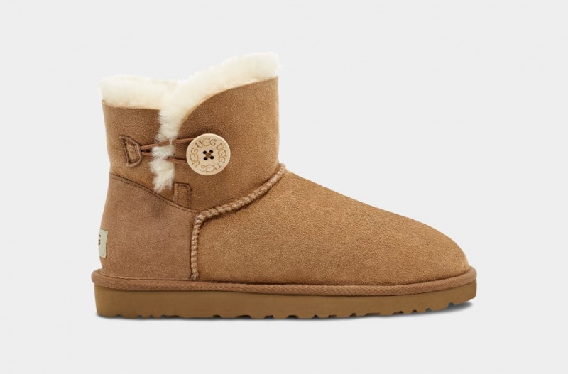 Ugg Mini Bailey Button II Women\'s Boots Brown | DYCWTPU-90