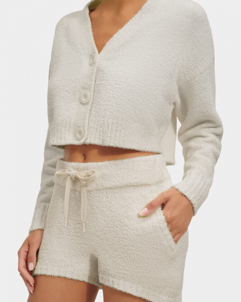 Ugg Nyomi Cropped Women's Cardigan Cream | QHBKGPW-68