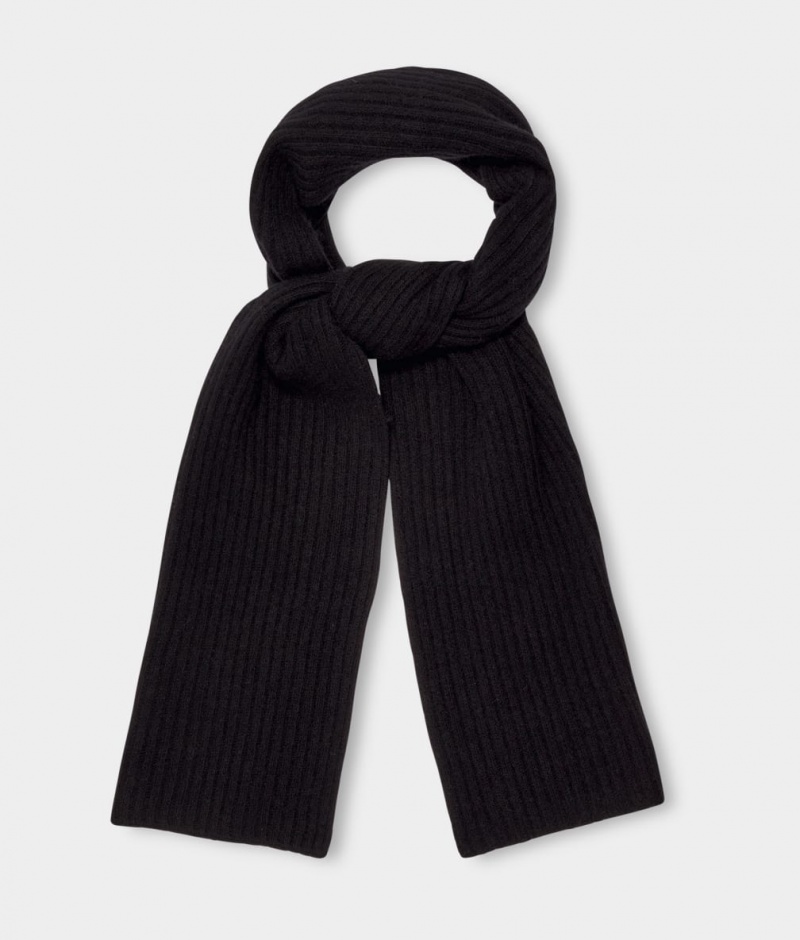 Ugg Pryce Rib Knit Women\'s Scarves Black | ZUPEGQV-93