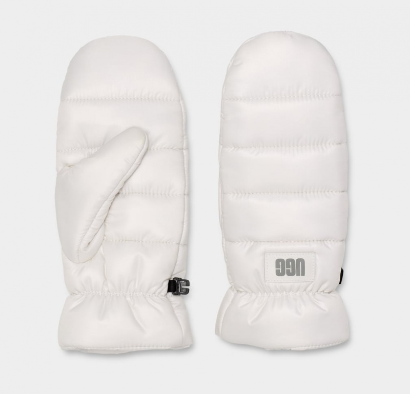 Ugg Puff Yeah All Weather Mitten Women's Gloves White | OVBFXZH-61