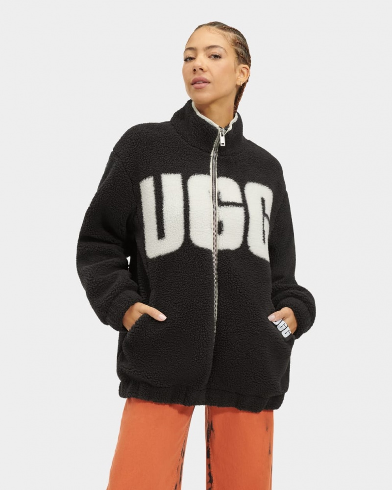 Ugg Raquelle Women's Jackets Black / Cream | BZNYUTF-02
