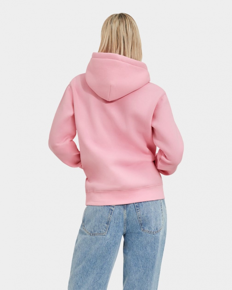 Ugg Rey Fuzzy Logo Women's Hoodie Pink | XGSWVZJ-14