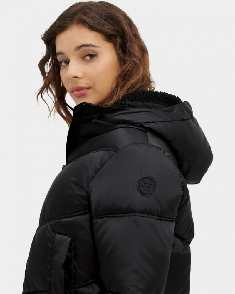 Ugg Ronney Cropped Puffer Women's Jackets Black | WAFYCZT-74