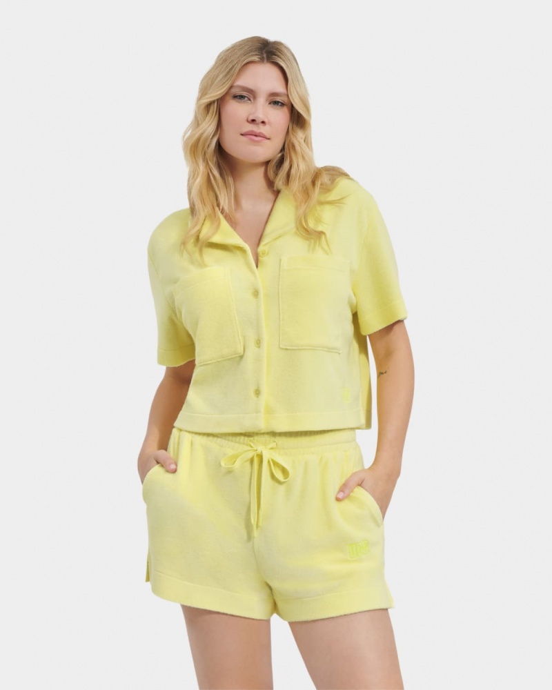 Ugg Saniyah Sleeve Buttondown Women\'s Tops Yellow | KAHLQWE-70
