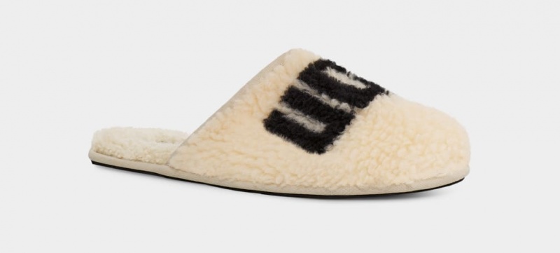 Ugg Scuff Curly Graphic Men's Slippers Beige | IYHFKDR-59