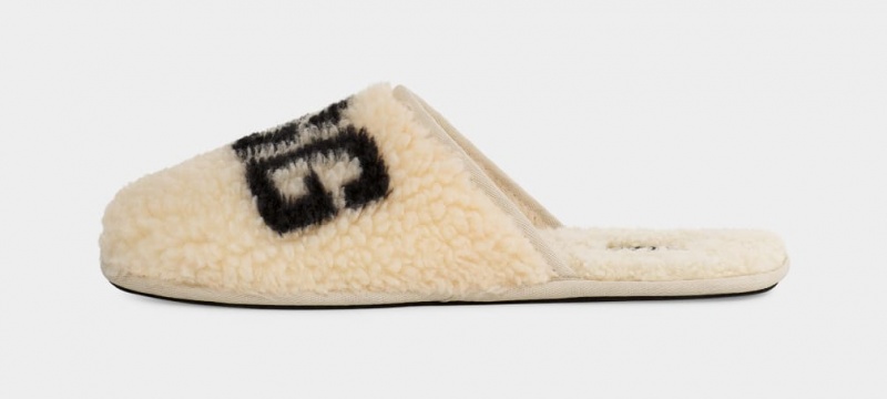 Ugg Scuff Curly Graphic Men's Slippers Beige | IYHFKDR-59