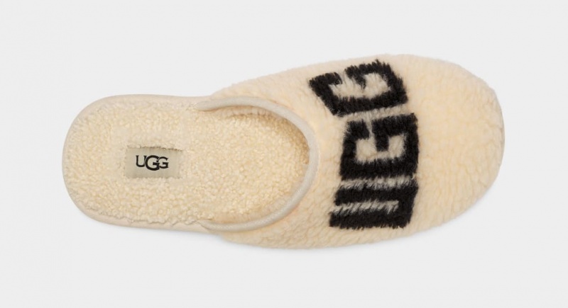 Ugg Scuff Curly Graphic Men's Slippers Beige | IYHFKDR-59
