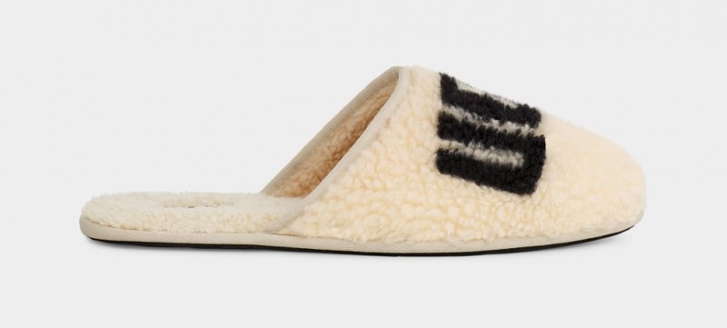 Ugg Scuff Curly Graphic Men\'s Slippers Beige | IYHFKDR-59