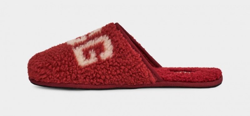 Ugg Scuff Curly Graphic Men's Slippers Red / Burgundy | PNVROHQ-79