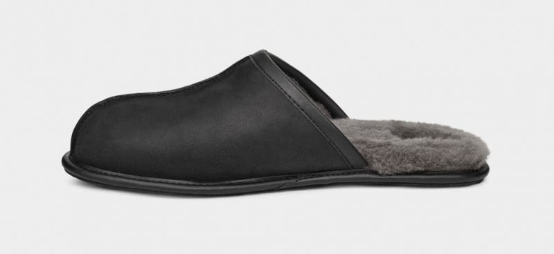 Ugg Scuff Leather Men's Slippers Black | HUCGDEN-45
