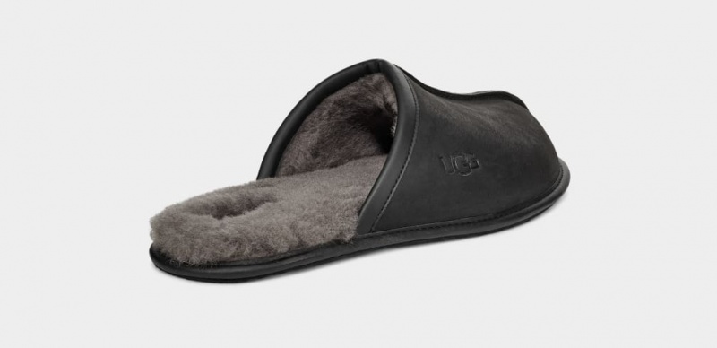 Ugg Scuff Leather Men's Slippers Black | HUCGDEN-45