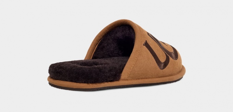 Ugg Scuff Logo II Men's Slippers Brown | FWBOJIP-78