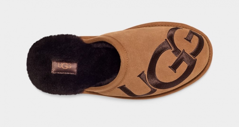 Ugg Scuff Logo II Men's Slippers Brown | FWBOJIP-78