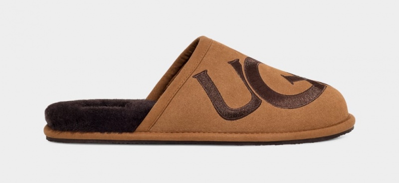 Ugg Scuff Logo II Men\'s Slippers Brown | FWBOJIP-78